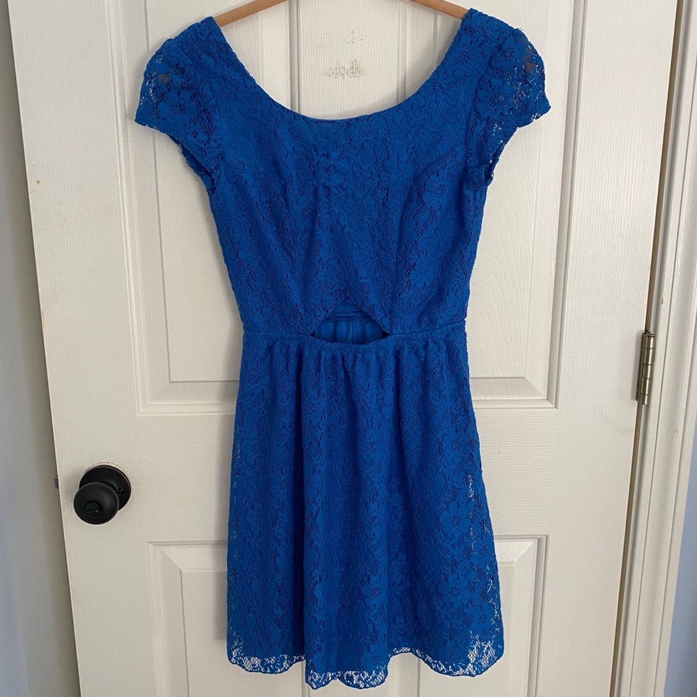 blue lace formal dress